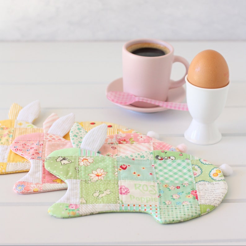 Bunny Coaster Mug Rug PDF Sewing Pattern Etsy