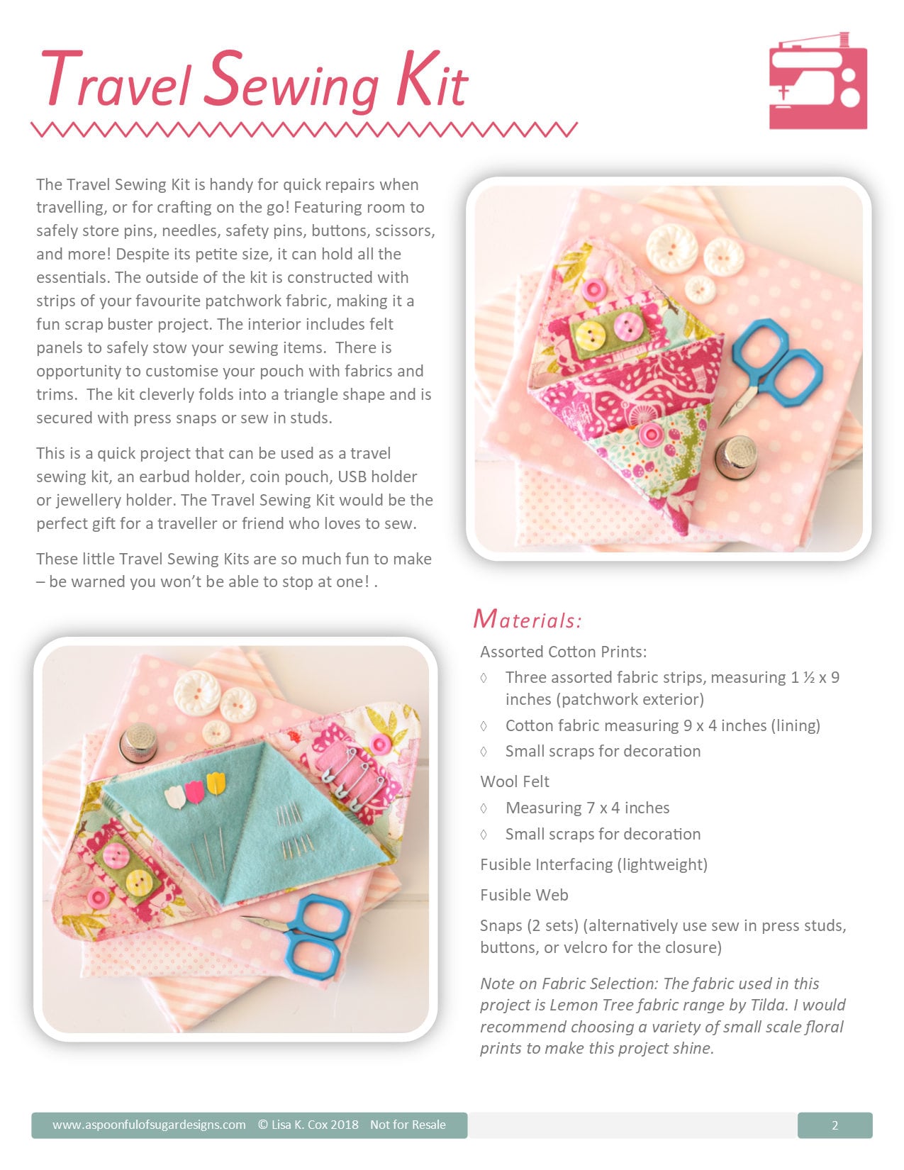 Travel Sewing Kit PDF Sewing Pattern 