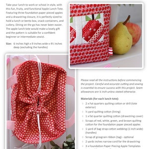 Apple Lunch Tote PDF Sewing Pattern image 2