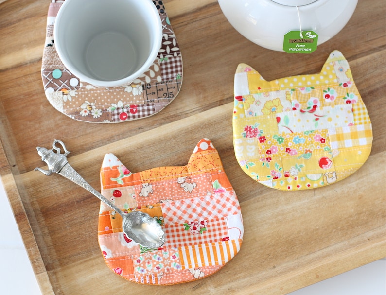 Cosy Cat Coaster Mug Rug PDF Sewing Pattern image 7