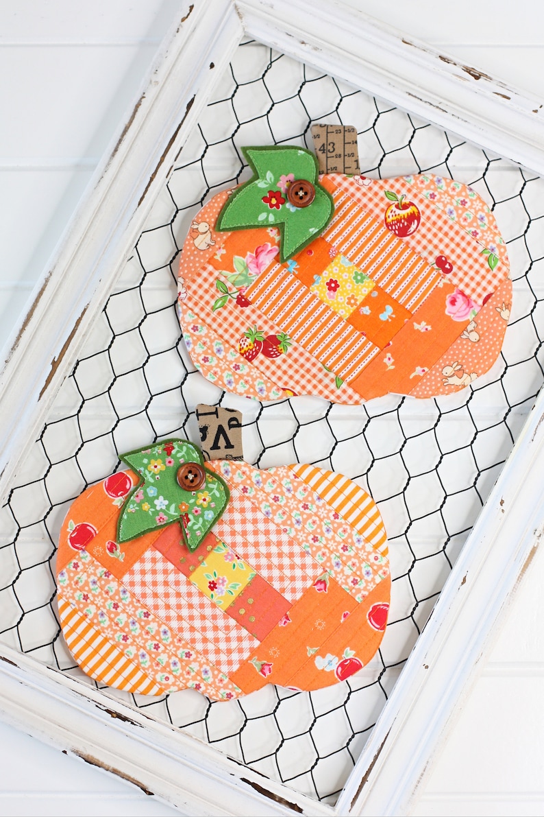 Patchwork Pumpkin Coaster Mugrug PDF Sewing Pattern image 6