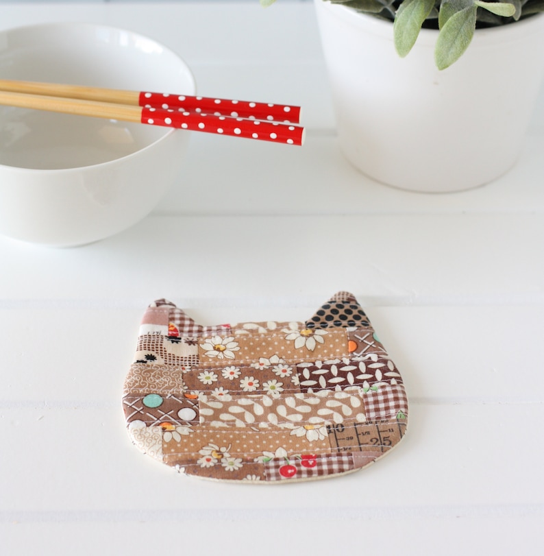 Cosy Cat Coaster Mug Rug PDF Sewing Pattern Etsy