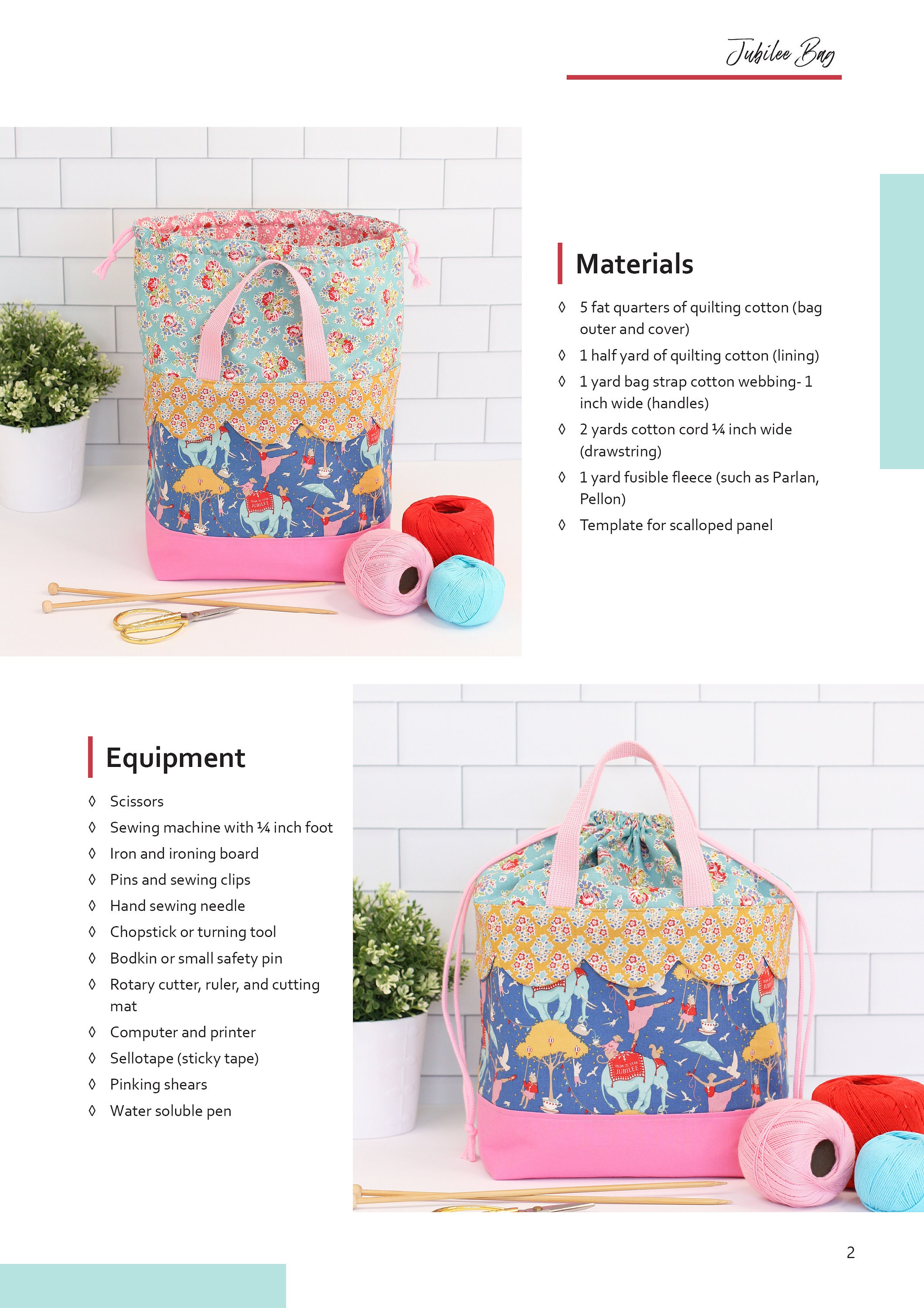 Jubilee Bag PDF Sewing Pattern; Drawstring Project Bag; Scalloped Bag ...