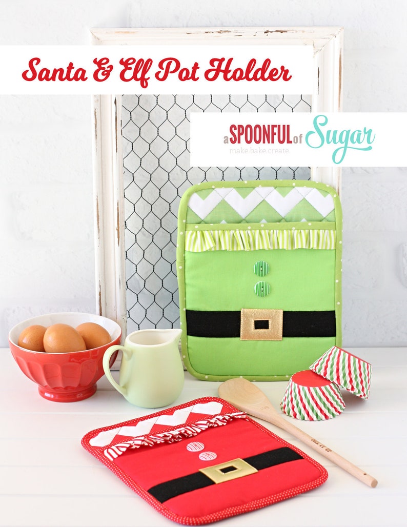 Santa & Elf Pot Holder PDF Sewing Pattern image 1