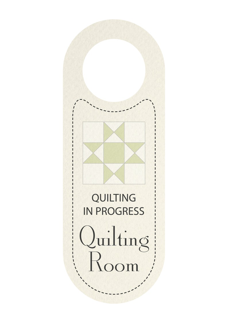 Quilting Room Door Sign, Door Hanger, Quilting in Progress, Enter at Your Own Risk PDF Printable image 2