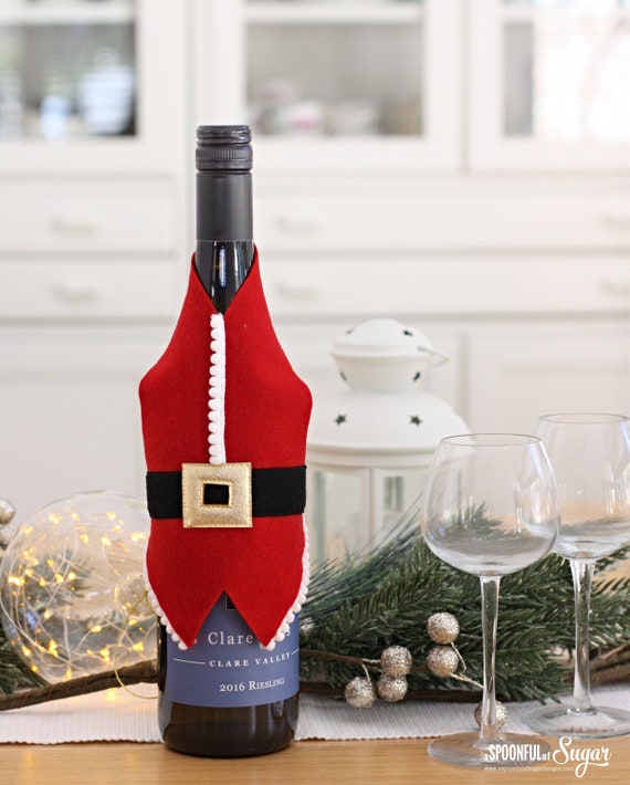 Housse De Bouteille De Vin Noël - Cache-Bouchon Décoratif Réutilisable - Pour Fêtes Et Repas De Fin D'Année