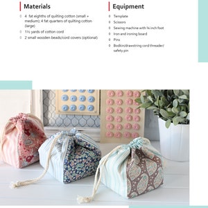 Patrón de costura en PDF para práctico estuche con cordón (disponible en 3 tamaños); bolsa de regalo; bolsa de almacenamiento; bolsa multitamaño; bolsa para proyectos; ideal para principiantes. imagen 4