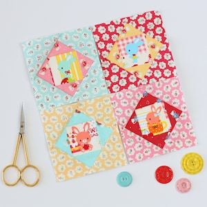 Modello PDF per quilt con carta da parati Economy Block Foundation, FPP, 5 misure: 2 pollici, 3 pollici, 4 pollici, 5 pollici, 6 pollici, stampa a casa