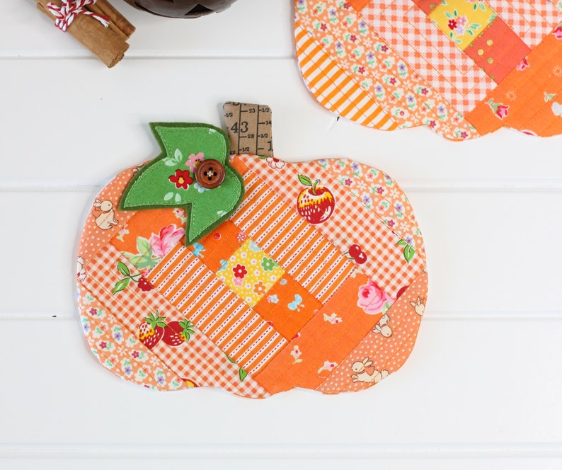 Patchwork Pumpkin Coaster Mugrug PDF Sewing Pattern image 7