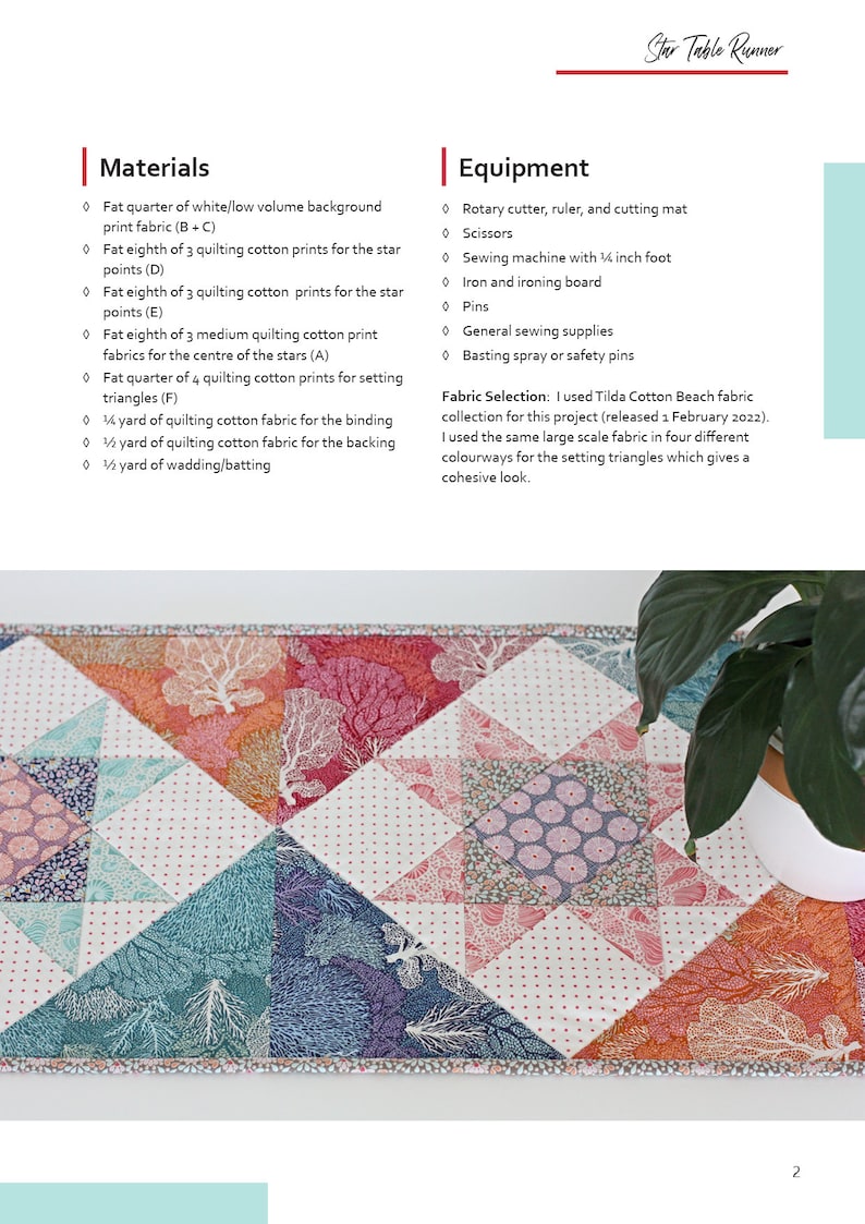 Star Table Runner PDF Sewing Pattern; Quilted Table Runner; Modern ...