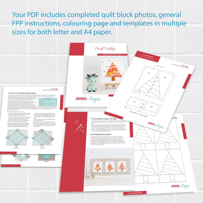 Forest Fantasy Foundation Paper Piecing Quilt Block PDF Pattern, FPP 5 Sizes Print at Home image 3