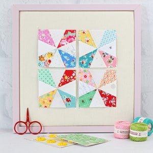 Kaleidoscope Foundation Paper Piecing Quilt Block PDF Pattern, FPP 5 Sizes - 2 inch, 3 inch, 4 inch, 5 inch, 6 inch, Print at Home; windmill image 2