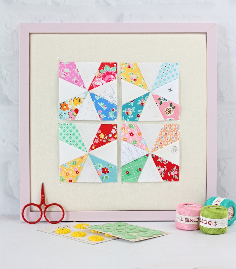 Kaleidoscope Foundation Paper Piecing Quilt Block PDF Pattern, FPP 5 Sizes - 2 inch, 3 inch, 4 inch, 5 inch, 6 inch, Print at Home; windmill image 2