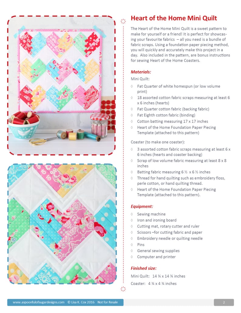 Heart of the Home Mini Quilt PDF Sewing Pattern image 2