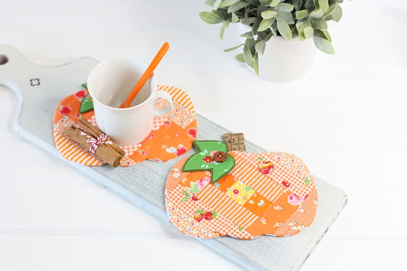 Patchwork Pumpkin Coaster Mugrug PDF Sewing Pattern image 4