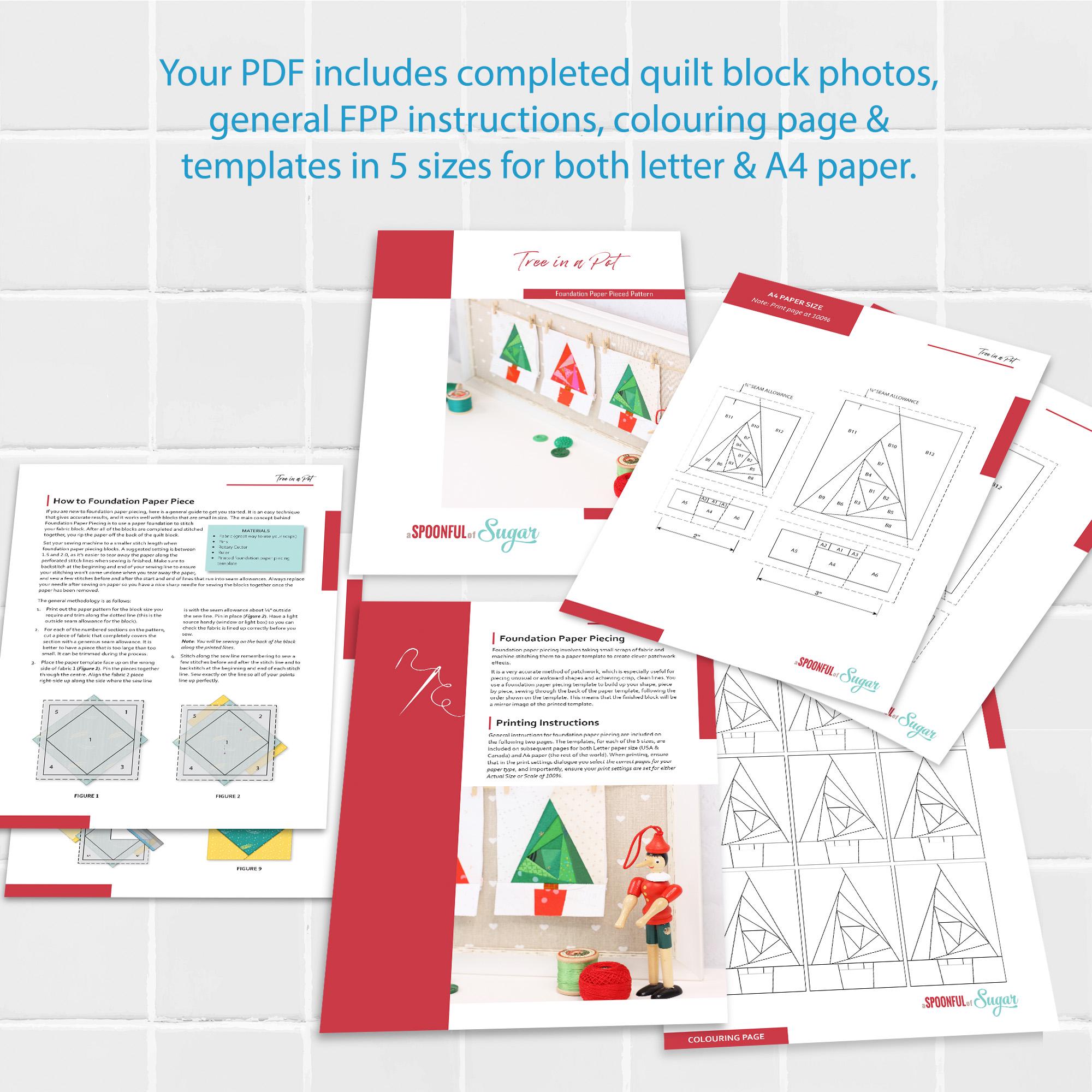 Tree in a Pot Foundation Paper Piecing Quilt Block PDF Pattern, FPP 5 ...