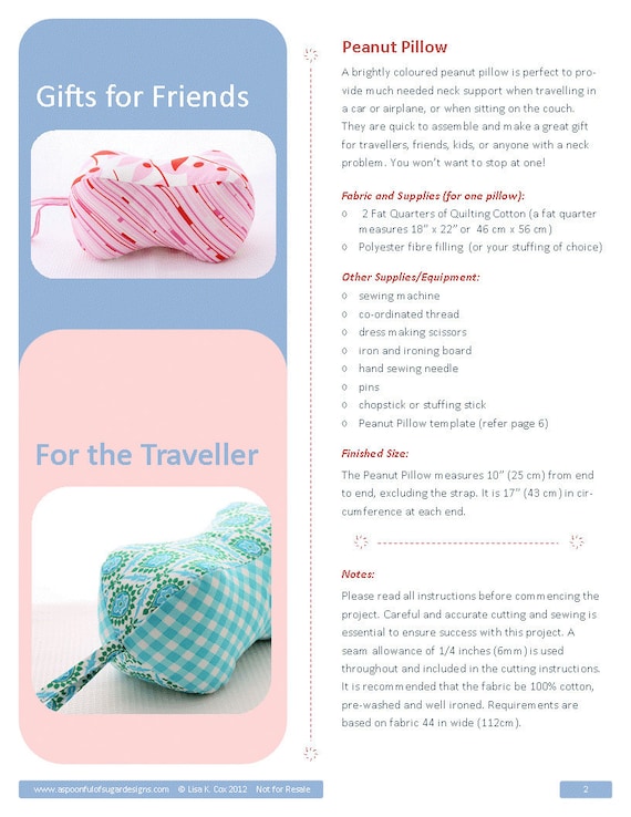 Peanut Pillow Pdf Sewing Pattern Etsy