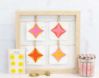 Sunset Star Foundation Paper Piecing Quilt Block PDF Pattern, FPP 5 Sizes - 2 inch, 3 inch, 4 inch, 5 inch, 6 inch, Print at Home
