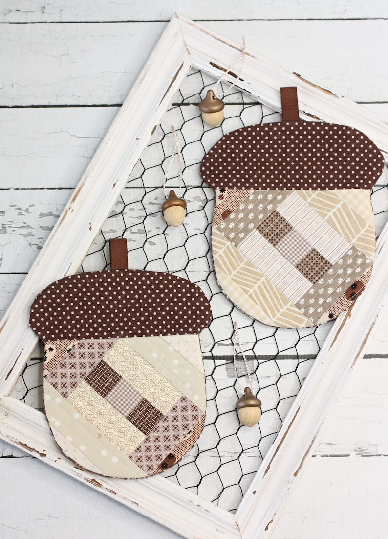 Patchwork Acorn Coaster Mug Rug PDF Sewing Pattern image 7