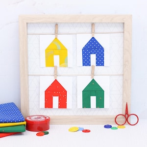 Modello PDF per quilt in carta da parati Cosy Cabin Foundation, FPP 5 misure: 2 pollici, 3 pollici, 4 pollici, 5 pollici, 6 pollici, stampa a casa Blocco casa
