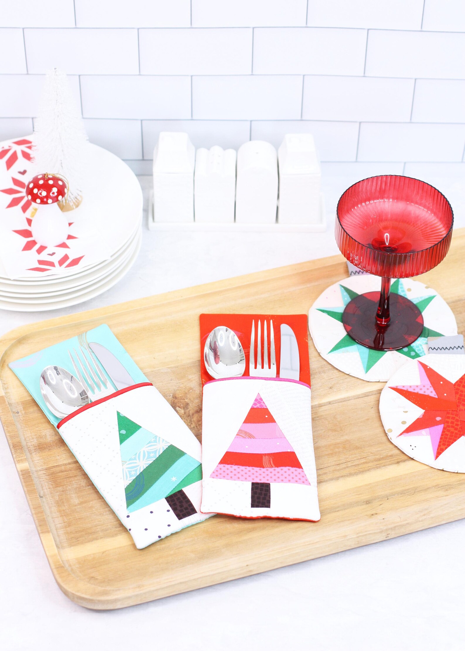 Silverware Pine Tree Pattern Tree Cutlery Holder PDF Sewing Pattern (2 Styles), Tree Flatware Pouch ...