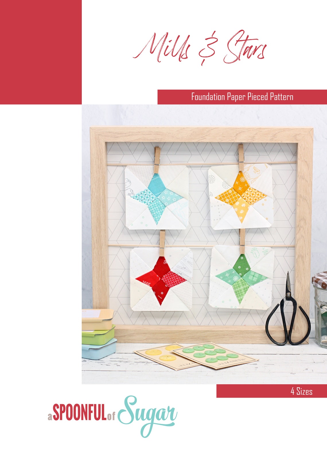 Mills and Stars Foundation Paper Piecing Quilt Block PDF Pattern, FPP 4 ...