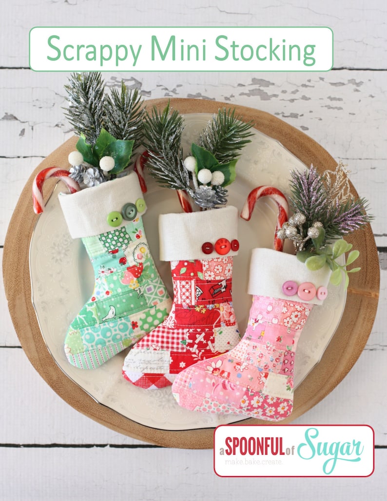 Scrappy Mini Stocking PDF Sewing Pattern image 2