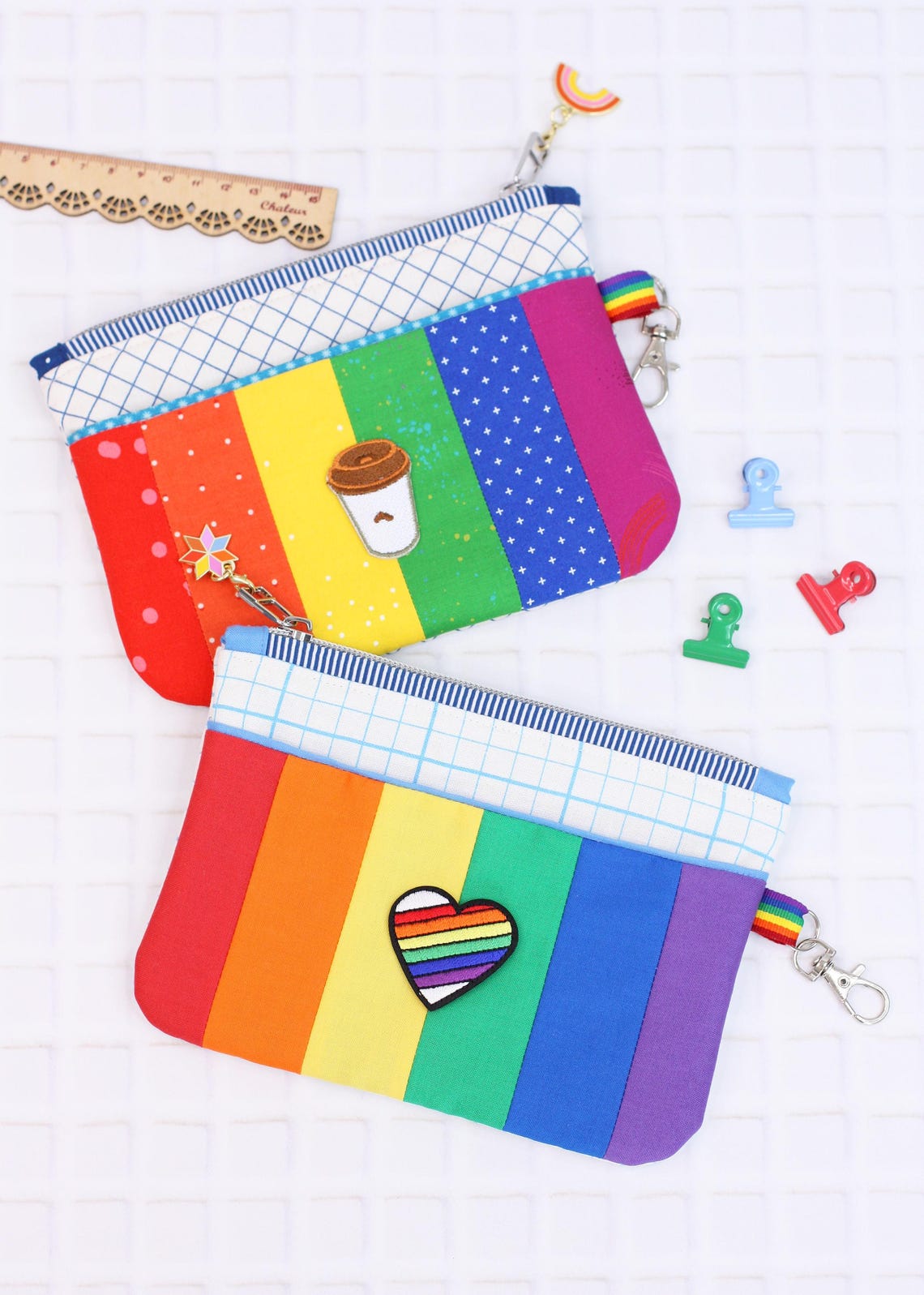 Rainbow Pouch PDF Sewing Pattern, Zippered Clutch, Makeup Bag, Pencil ...