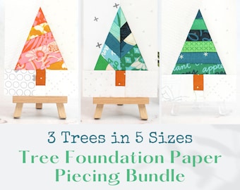 Tree Quilt Blocks Foundation Paper Piecing Bundle PDF Patterns - 3 Tree Designs each in 5 Sizes - Print at Home.