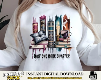 Book Lover PNG: Brushstroke Stack, Coffee, Fantasy Bookish (Digital Download)