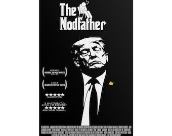 Politieke satireposter, anti-Trump kunstprint, grappige politieke decoratie, humoristisch Trump-cadeau, Nodfather muurdecoratie, protestkunstwerk, grote poster