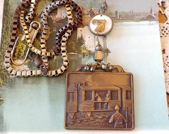 Frans PAARDHORSE HORSE HORSE FOB vintage antieke assemblage ketting