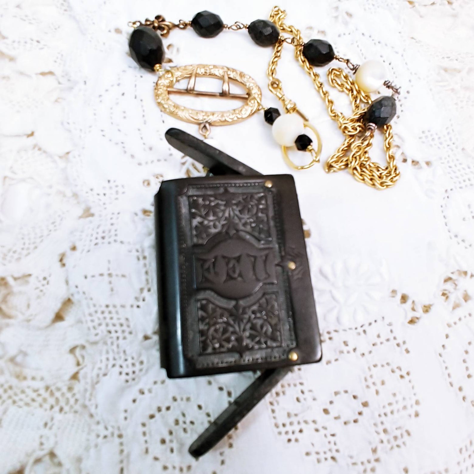 FRENCH GUTTA PERCHA Match Safe Memorial Vintage Watch Chain Etsy