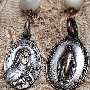 FRENCH ROSARY vintage assemblage antique religious earrings
