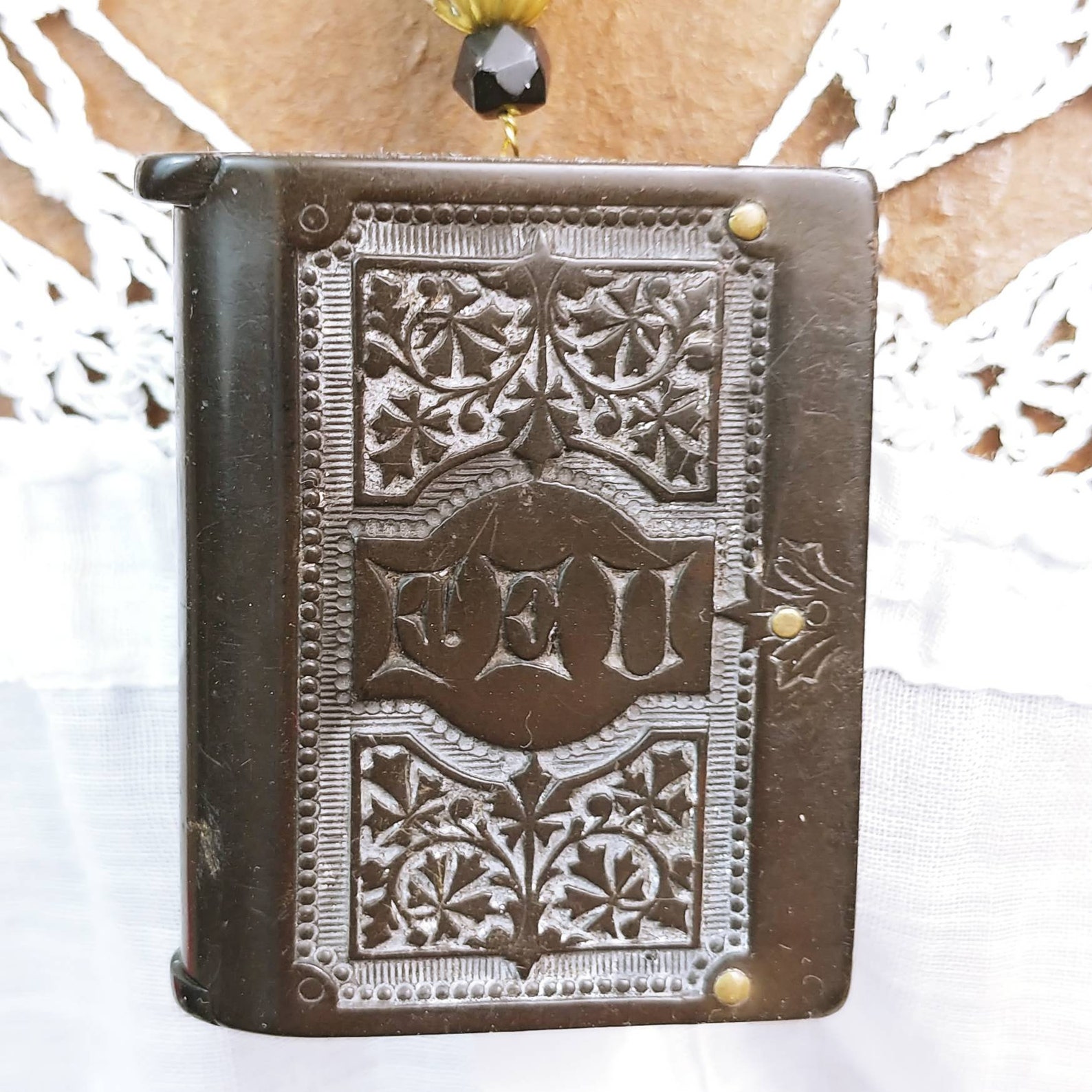 FRENCH GUTTA PERCHA Match Safe Memorial Vintage Watch Chain Etsy