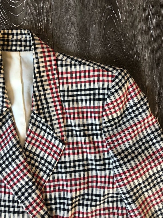 Plaid Wool Crop Blazer - image 5