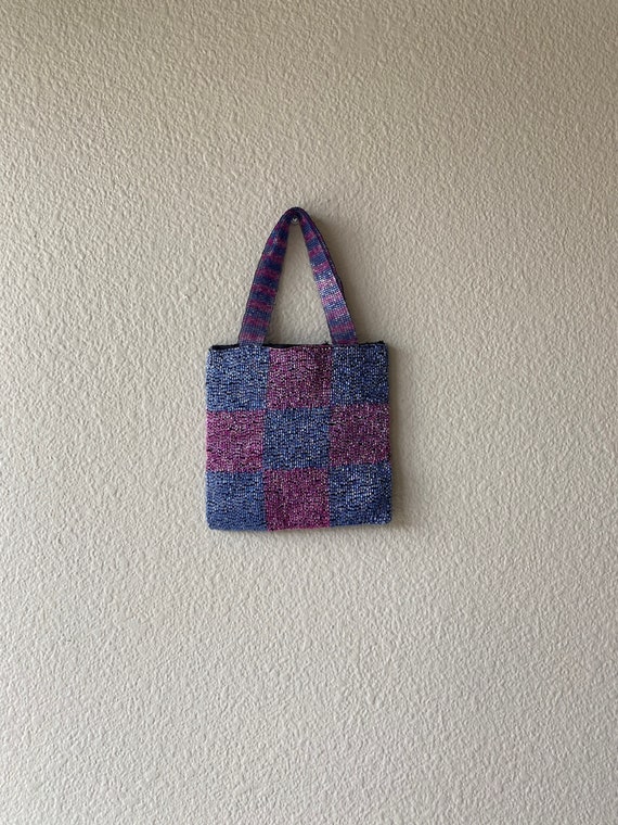 Checkered Beaded Tote - image 4