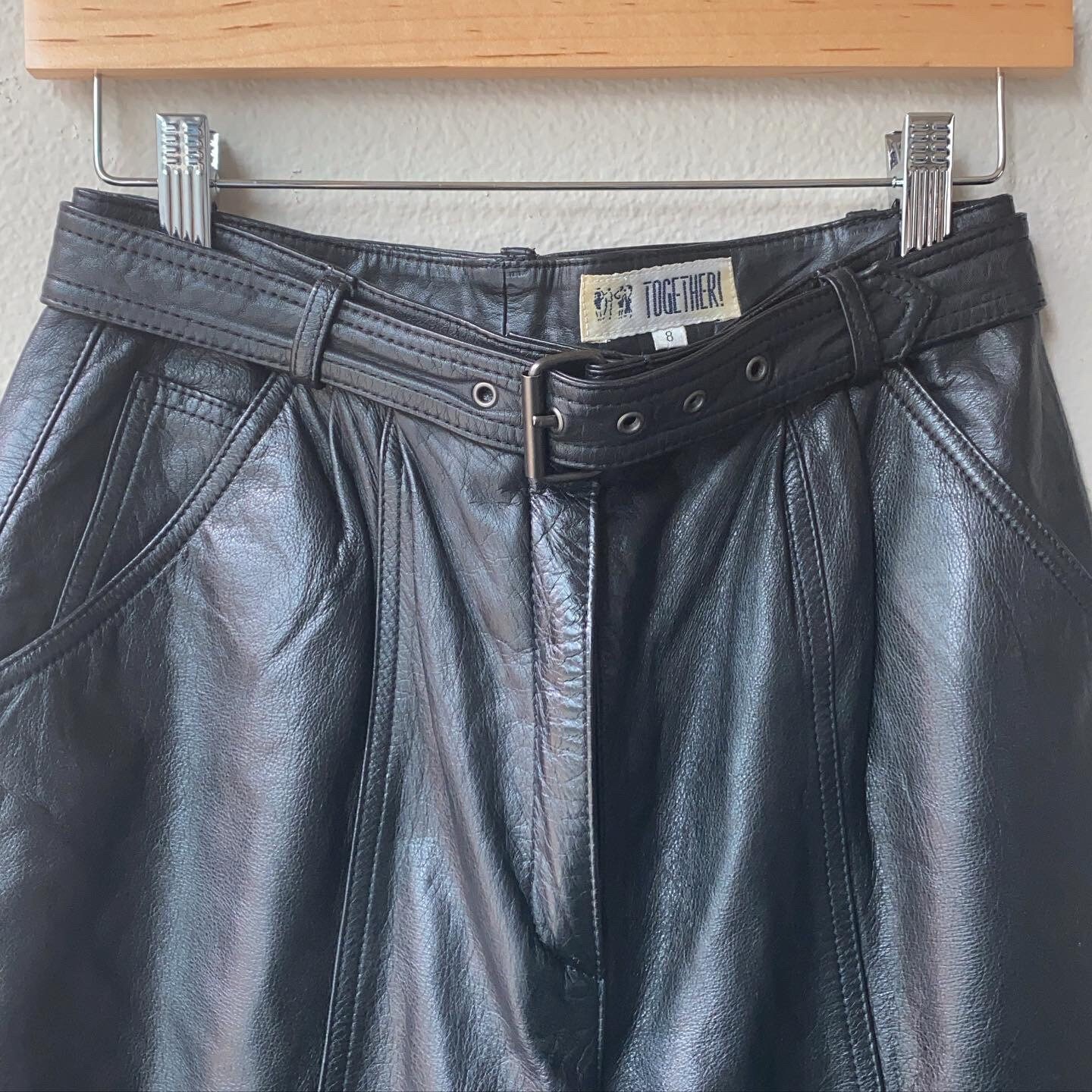 Vintage Leather Pleated Pants | Etsy 