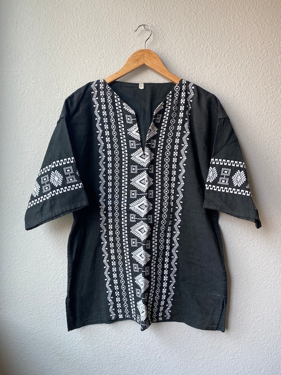 Vintage Embroidered Cotton Woven Tunic - image 2