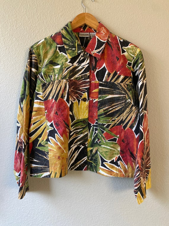 Tropical Print Denim Jacket