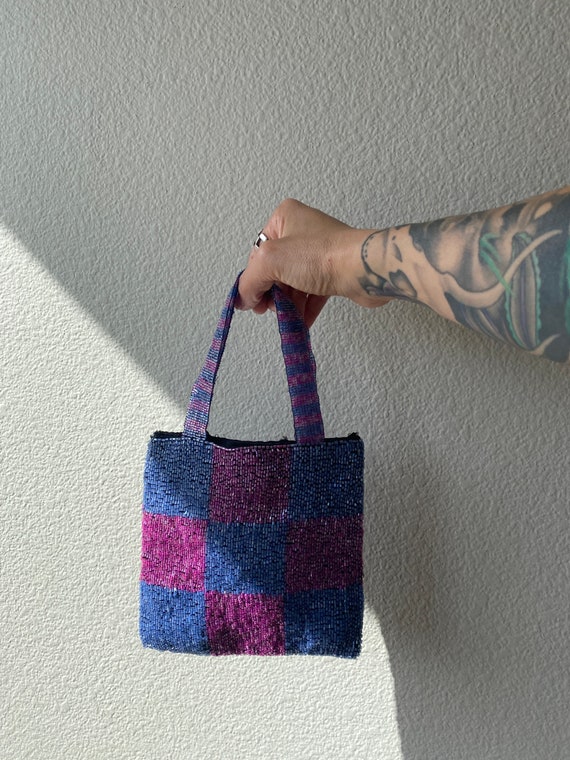 Checkered Beaded Tote - image 2