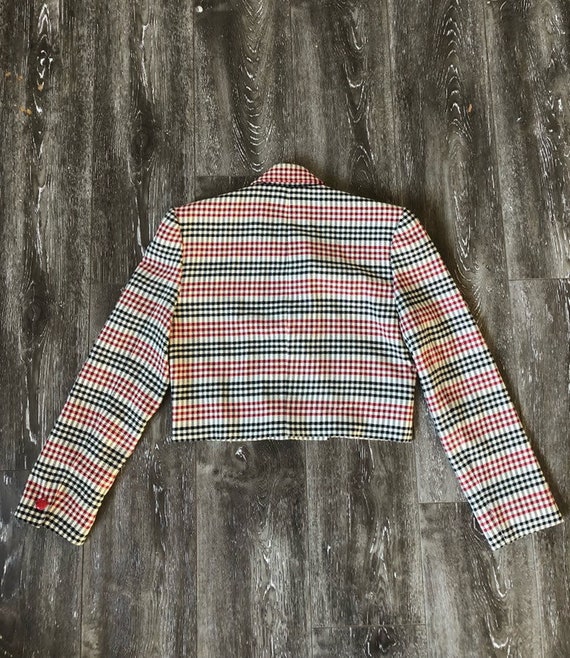 Plaid Wool Crop Blazer - image 3