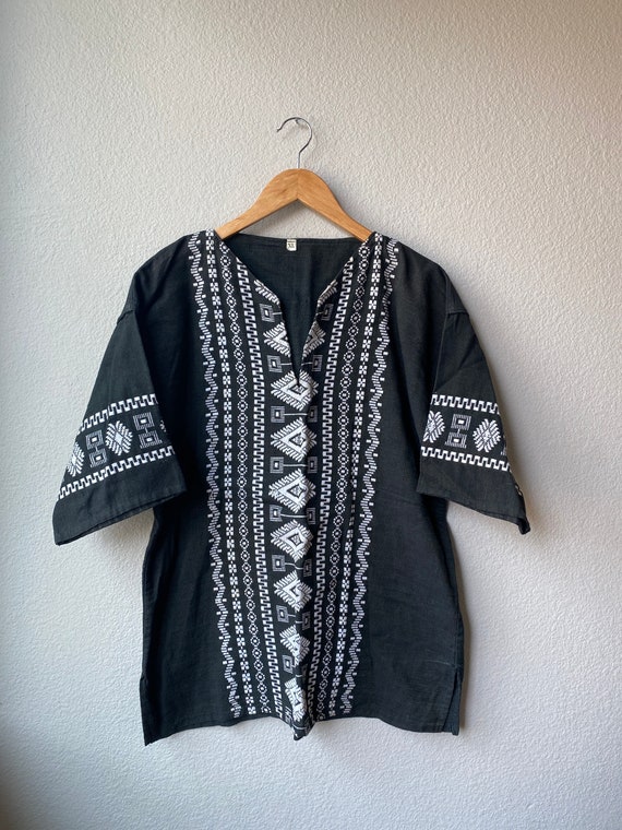 Vintage Embroidered Cotton Woven Tunic - image 1