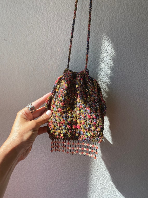 Sequins & Beaded Knit Pouch - image 4