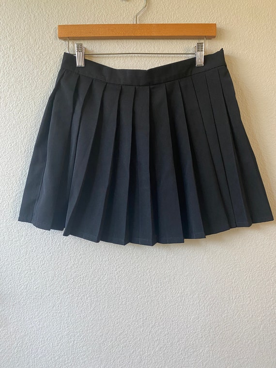 Jet Black Pleated Mini Skirt - image 1