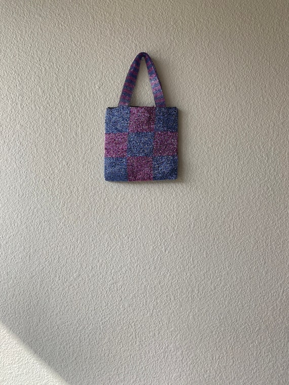 Checkered Beaded Tote - image 3