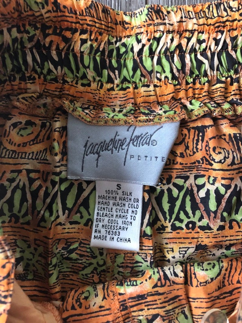 Vintage Abstract Print Silk Culottes