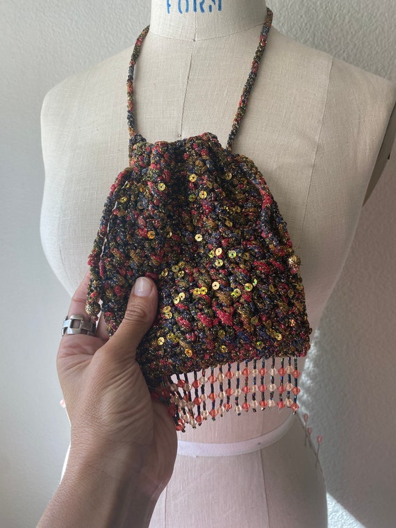Sequins & Beaded Knit Pouch - image 2