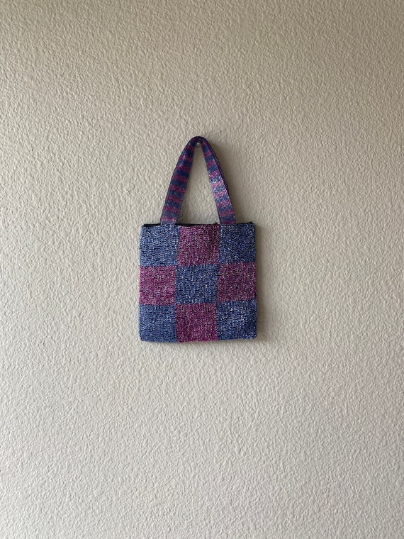 Checkered Beaded Tote - image 1