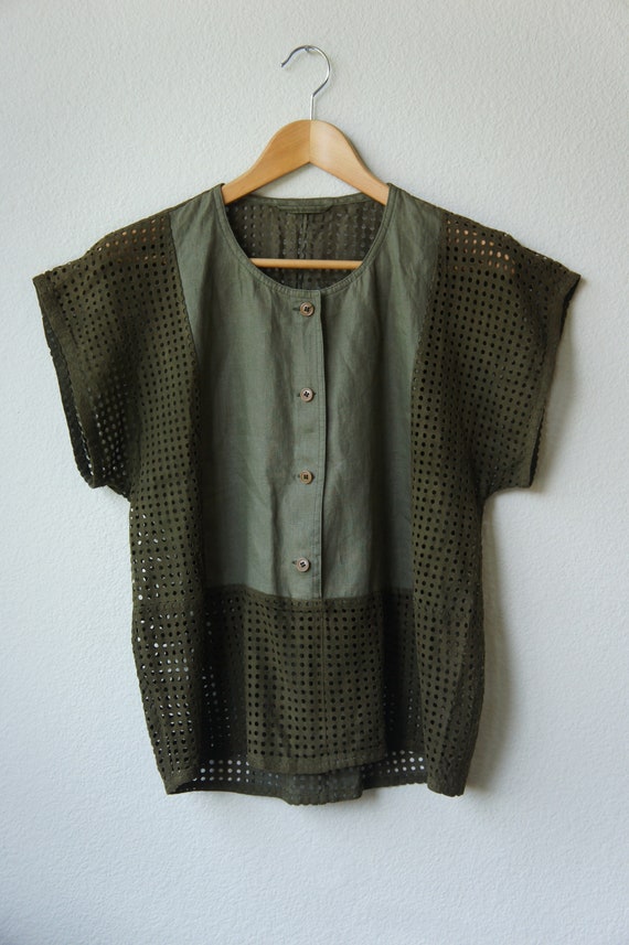 Vintage Perforated Suede Top - image 4